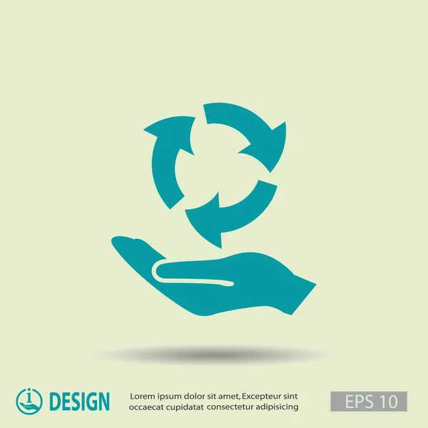 Pictograph voor eco in hand — Stockvector