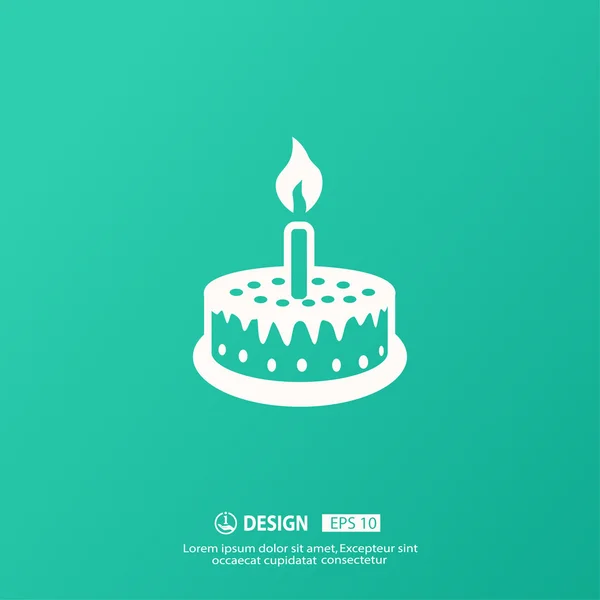 Pictogramme de gâteau avec bougie — Image vectorielle