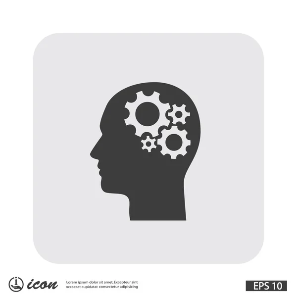 Pictograph of gear in head — Stock Vector