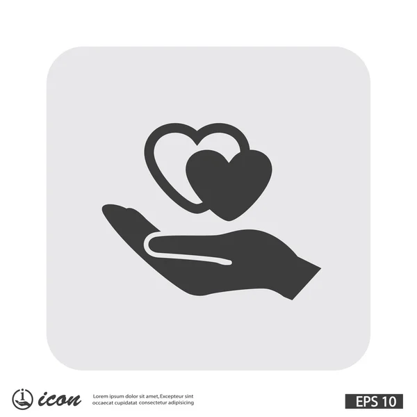 Pictograph voor hearts in hand — Stockvector