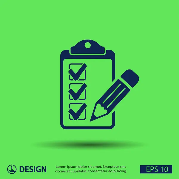 Pictograph checklista och penna — Stock vektor