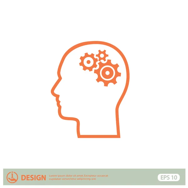 Pictograph of gears in head — Stock Vector