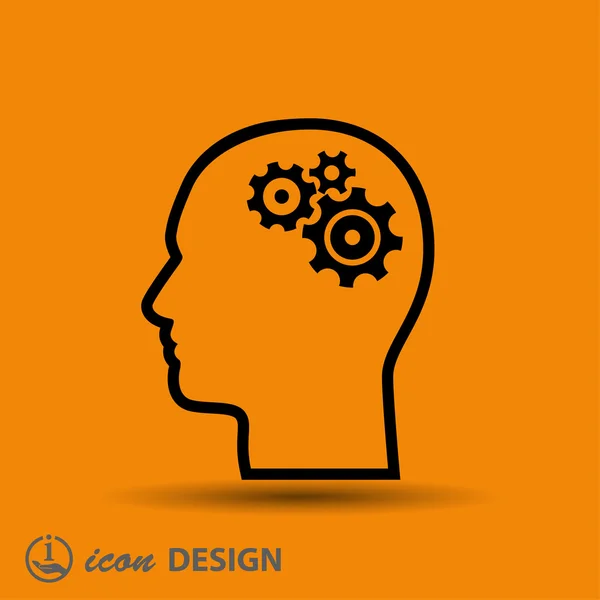 Pictograph of gears in head — Stock Vector