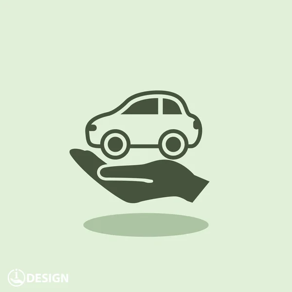 Pictografía del coche en las manos — Vector de stock