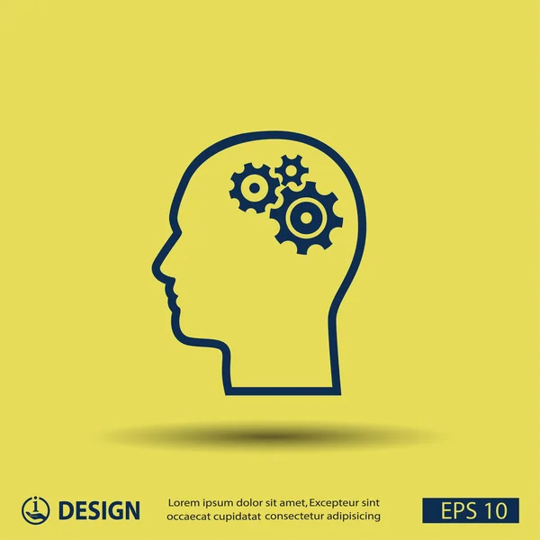 Pictograma de engrenagens na cabeça — Vetor de Stock
