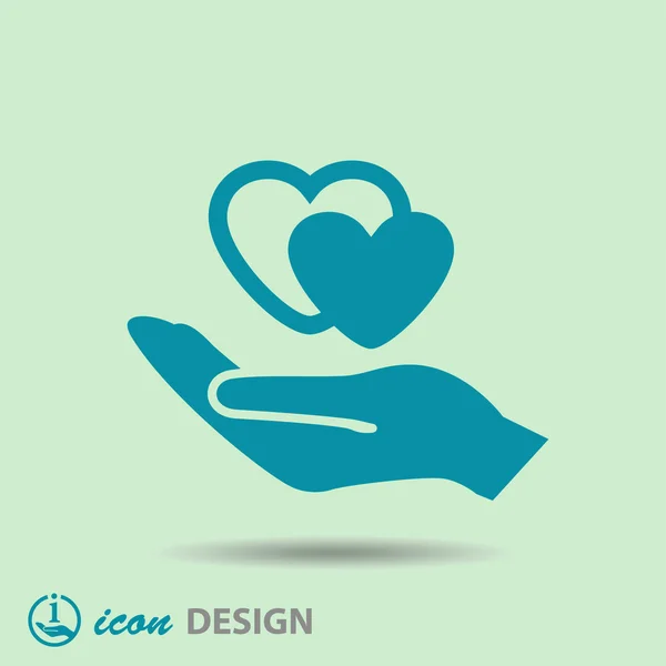 Pictograph voor hearts in hand — Stockvector