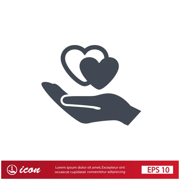 Pictograph voor hearts in hand — Stockvector