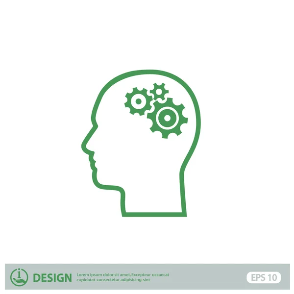 Pictografía de engranajes en la cabeza — Vector de stock