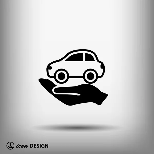 Pictograph of car in hands — Stock Vector