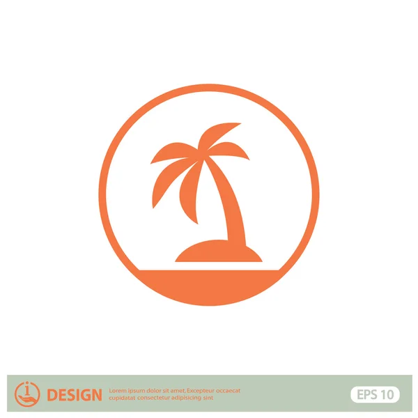 Pictografía de isla con palmera — Vector de stock