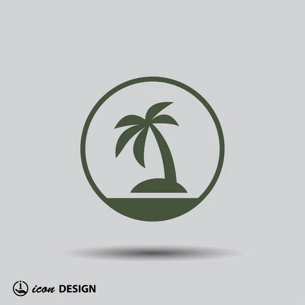 Pictografía de isla con palmera — Vector de stock