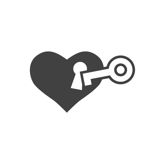 Pictogramme de coeur avec clé — Image vectorielle