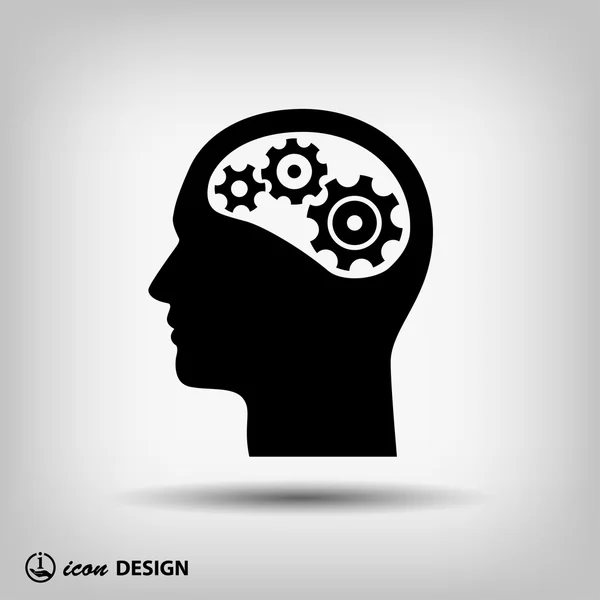 Pictograph of gears in head — Stock Vector