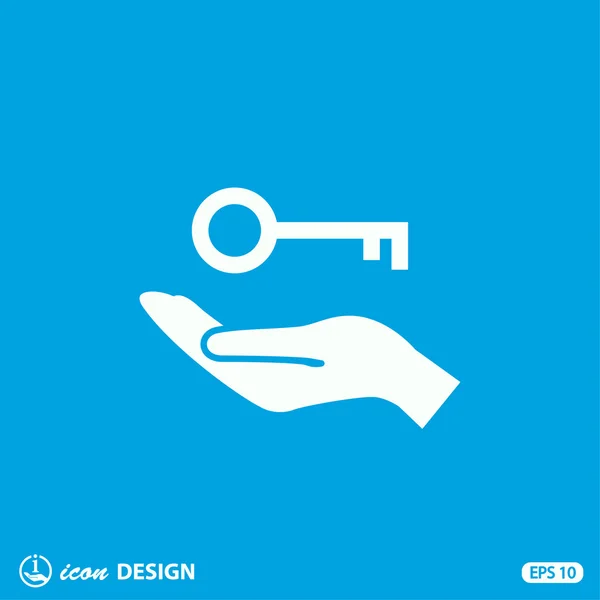 Pictograph of key on hand — Stock Vector