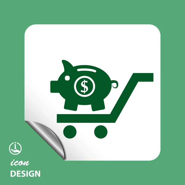 Pictograph of moneybox on cart — Stock Vector