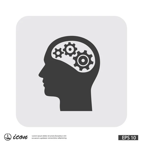 Pictograph of gears in head — Stock Vector