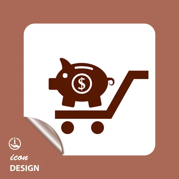 Pictograph of moneybox on cart — Stock Vector