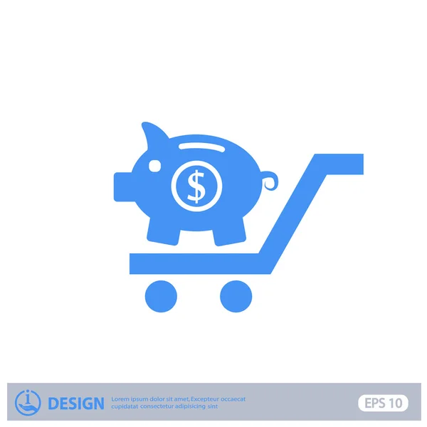 Pictograph of moneybox on cart — Stock Vector