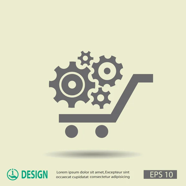 Pictograph of gears on cart - Stok Vektor