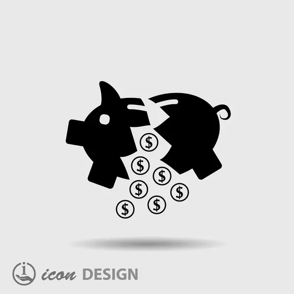 Pictograph of broken moneybox — Stock Vector