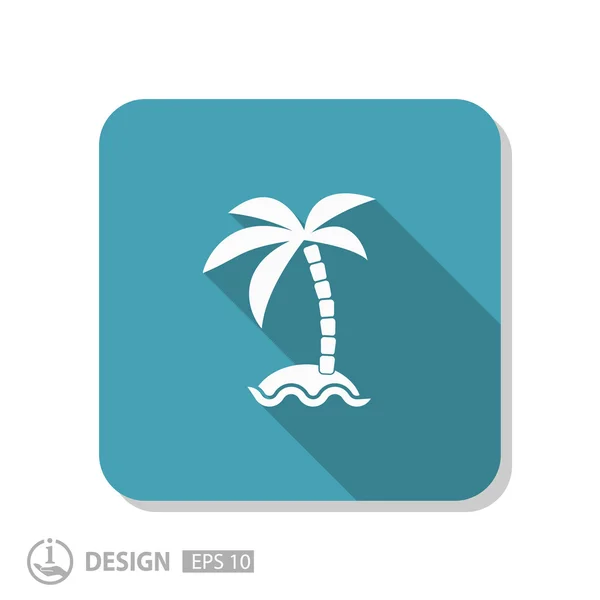 Pictografía de isla con palmera — Vector de stock