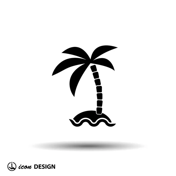 Pictograph van eiland met palm — Stockvector