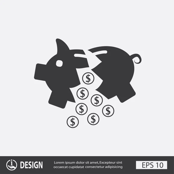 Pictograph van gebroken moneybox — Stockvector