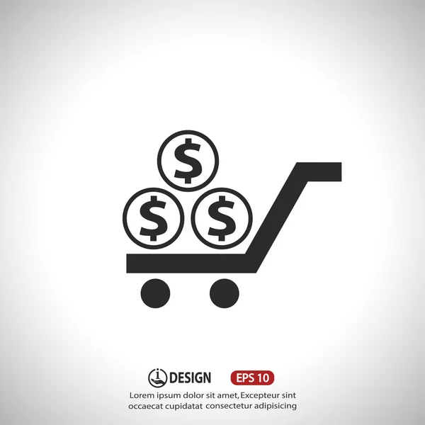 Pictograph of money on cart. — Stock Vector