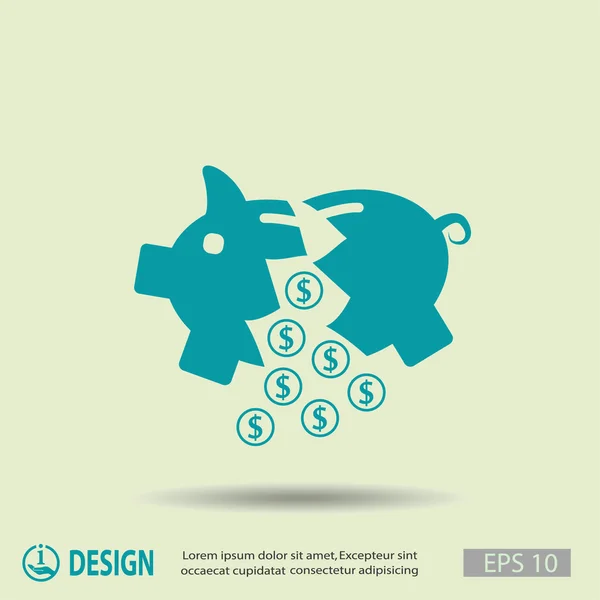 Pictograph van gebroken moneybox — Stockvector