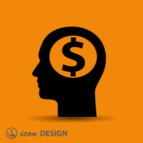 Pictogramme de l'argent dans la tête — Image vectorielle
