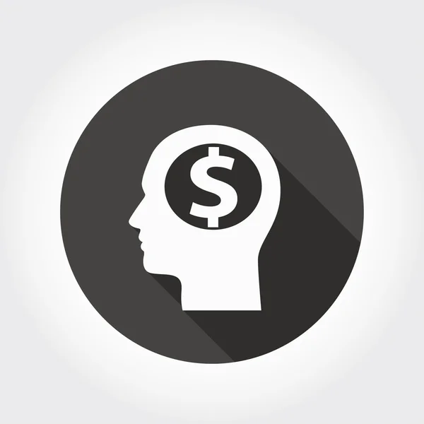 Pictograph of money in head — Stock Vector