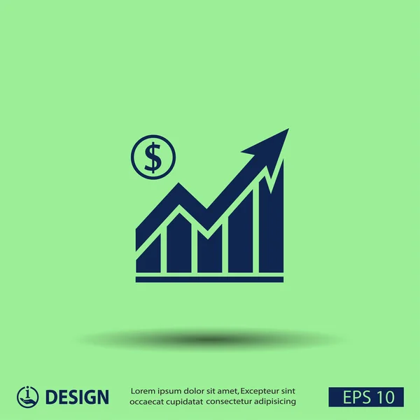 Pictograph van grafiek met pijl — Stockvector