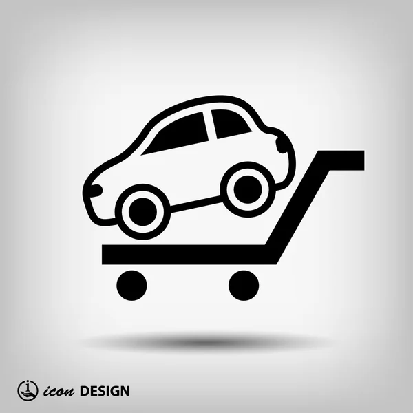 Pictograph of car on cart — Stock Vector