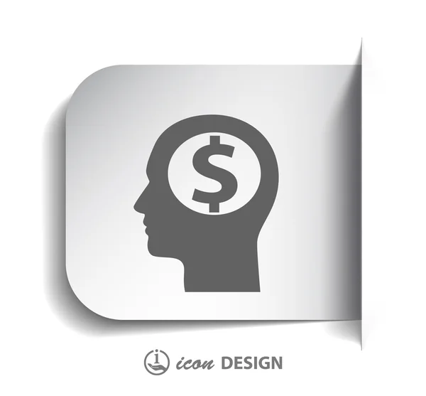 Pictogramme de l'argent dans la tête — Image vectorielle