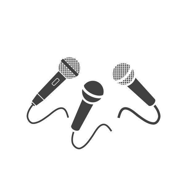 Tres micrófonos icono — Vector de stock