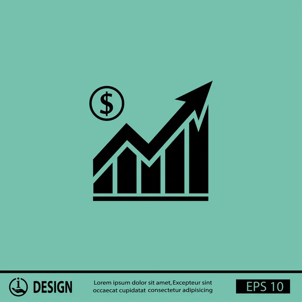 Pictograph of graph with arrow — Stock Vector