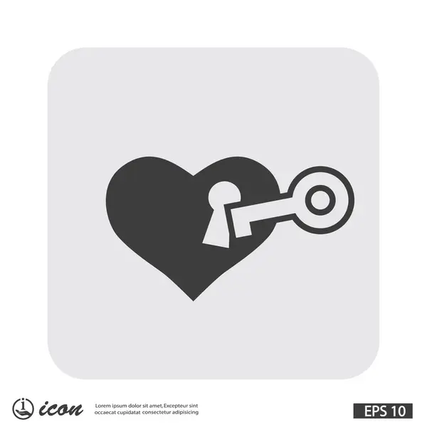 Pictograph of heart with key — Stock Vector