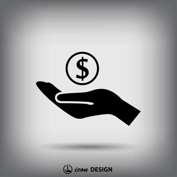 Pictografía del dinero en mano — Vector de stock