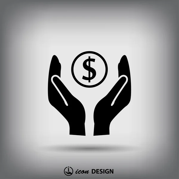 Ikony Symbols pieniędzy w ręce — Wektor stockowy