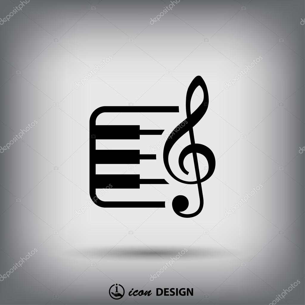 Pictograph of music key and keyboard