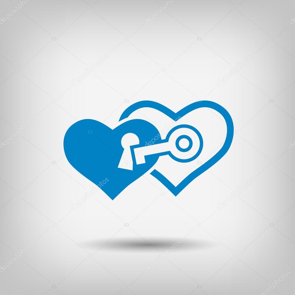 Pictograph of hearts with key icon vector illustration