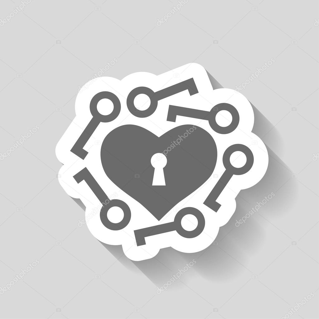 Pictograph of heart with keys icon