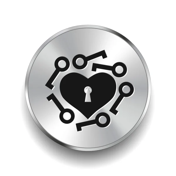 Coração com ícone de chaves — Vetor de Stock