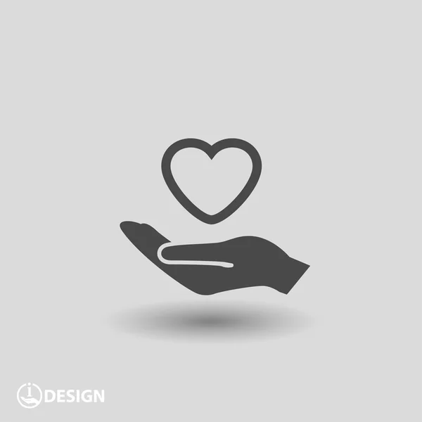 Pictografía del corazón en la mano — Vector de stock