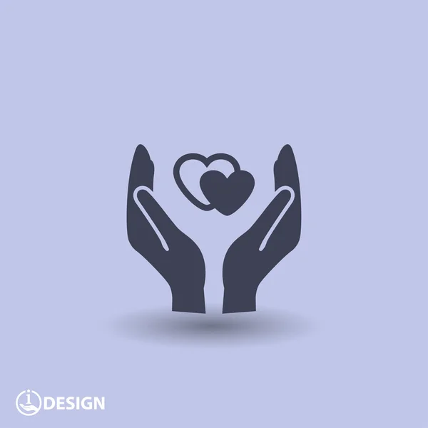 Coração em mãos ícone — Vetor de Stock