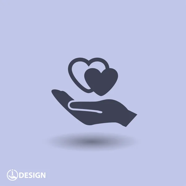 Corazón en la mano icono — Vector de stock