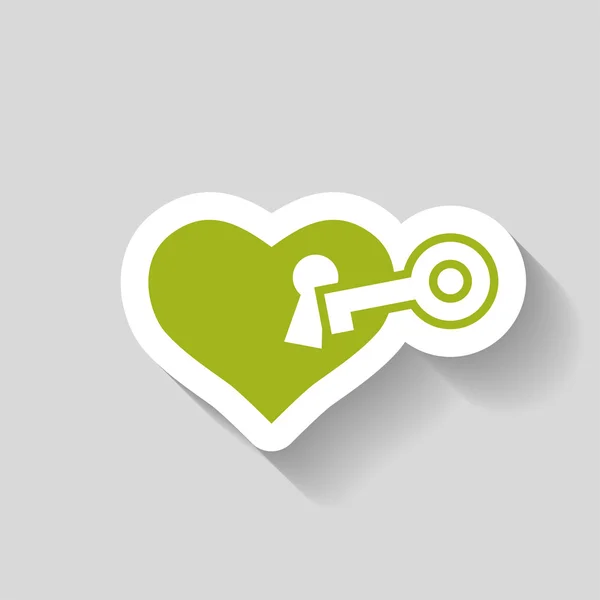 Pictografía de corazón con llave — Vector de stock