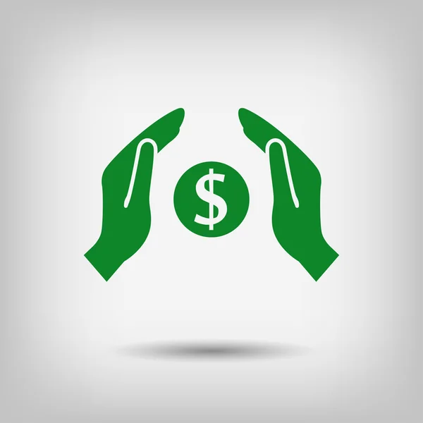 El dinero en las manos icono — Vector de stock