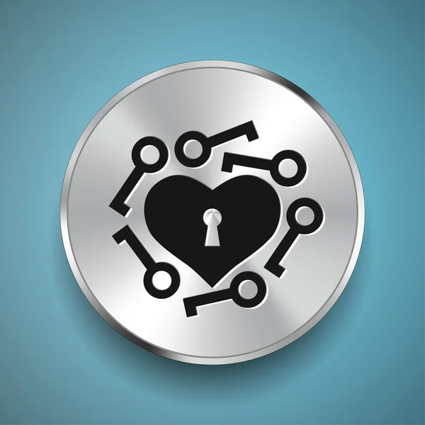 Pictogramme de coeur avec icône clés — Image vectorielle