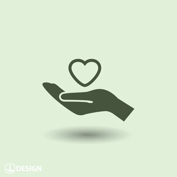 Pictografía del corazón en la mano — Vector de stock